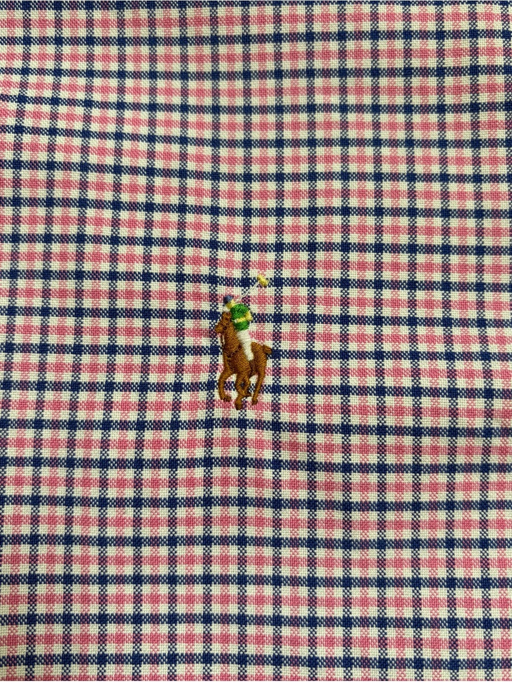 Ralph Lauren Shirt Pink Navy Blue Plaid Checks Button Down Pony Logo XL